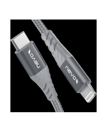 Nevox Lightning > USB-C data cable MFi (silver/grey, 2 meters)