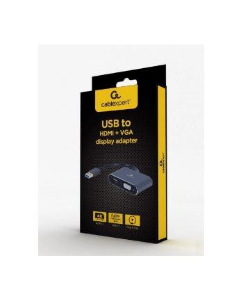 GEMBIRD A-USB3-HDMIVGA-01 Adapter z USB 3.0 na HDMI + VGA szary