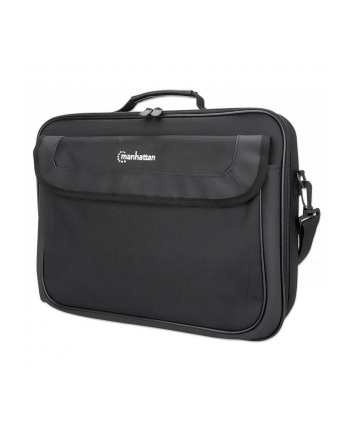 MANHATTAN Cambridge Clamshell Notebook Bag 15.6inch Front Rear and Interior Pockets Shoulder Strap Handle Black