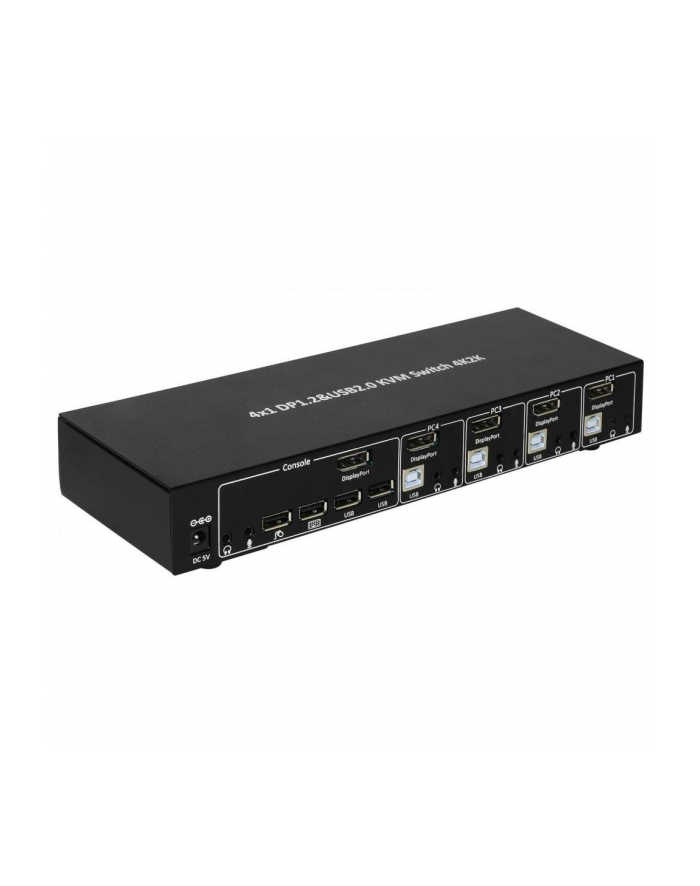 TECHLY KVM Switch Display Port 1.2 4-Port with Hub and Audio allows to view information via USB and DisplayPort from 4 PCs główny