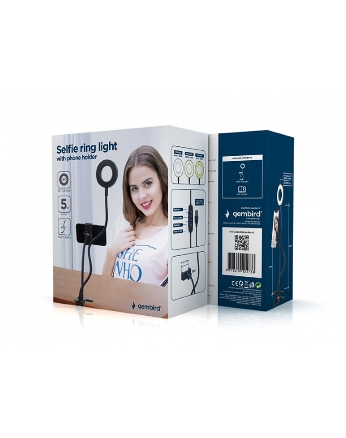 GEMBIRD LED-RING4-PH-01 LAMPA PIERŚCIENIOWA DO SELFIE Z UCHWYTEM główny