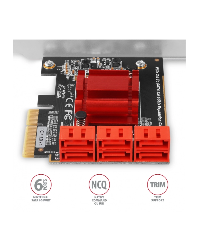 Axagon PCES-SA6, kontroler PCIe - 6x wewnętrzny port SATA 6G, ASM1166, SP & LP (AXN) główny