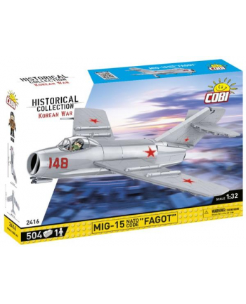 COBI 2416 Historical Collection Korean War Wojna w Korei Samolot myśliwski MIG-15 NATO COD-E '';FAGOT''; 504 klocki