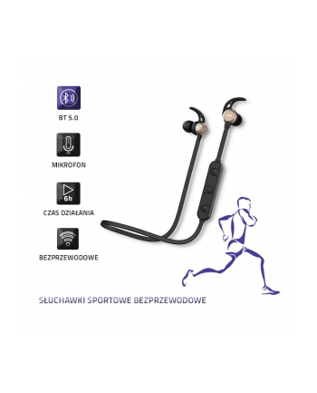 qoltec Sportowe słuchawki bezprzewodowe BT 5.0 JL | magnetyczne |       mikrofon | Czarne