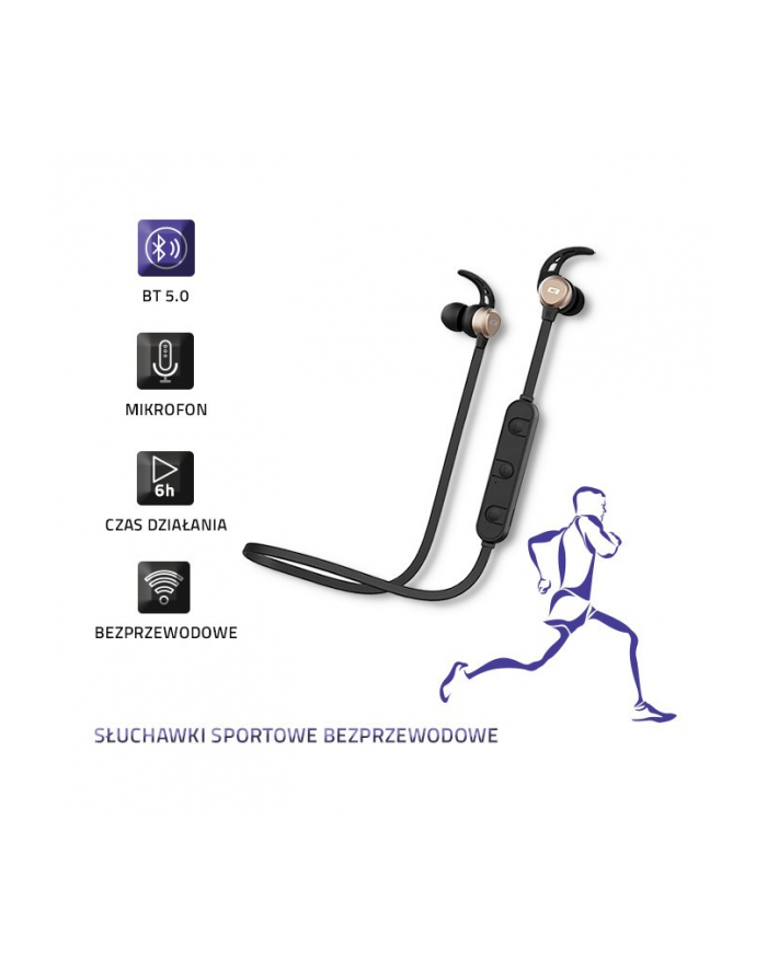 qoltec Sportowe słuchawki bezprzewodowe BT 5.0 JL | magnetyczne |       mikrofon | Czarne główny