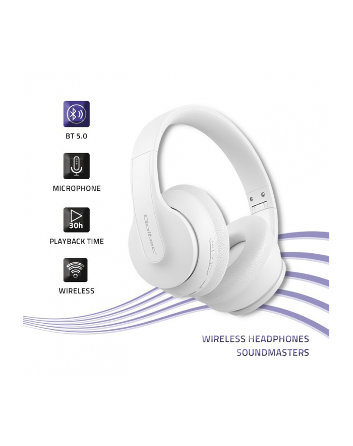 qoltec Słuchawki bezprzewodowe z mikrofonem | BT 5.0 AB | Białe główny