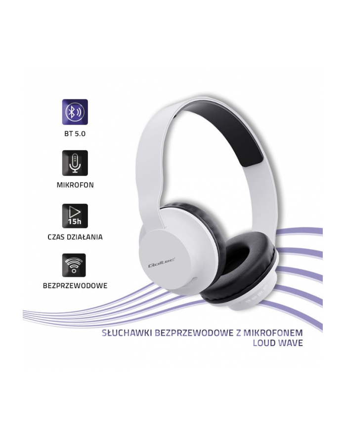 qoltec Słuchawki bezprzewodowe z mikrofonem | BT 5.0 JL | Białe główny