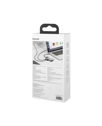 BASEUS  HUB 5W1 METAL GLEAM SERIES, USB-C DO 3X USB 3.0 + HDMI + USB-C PD (6953156204638)  (6953156204638)