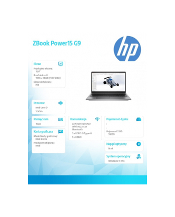 hp inc. Mobilna stacja robocza  ZBook Power15 G9 W11/15.6 i7-12700H/512/16 69Q54EA