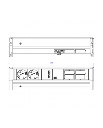 Bachmann Listwa Zasilająca 2 Gniazda Schuko + Ładowarka Usb + 2 Puste Moduły Desk BM9020183 nr 1