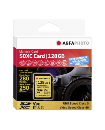 AgfaPhoto SDXC UHS II 128GB Professional High Speed U3 V90 CA