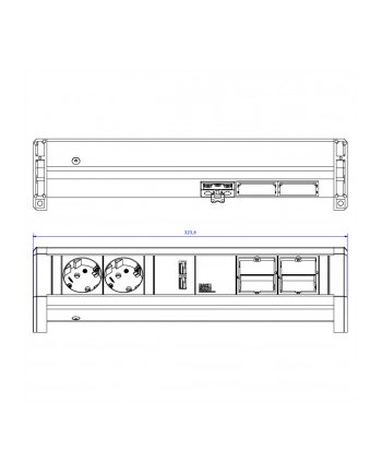 Bachmann Listwa Zasilająca 2 Gniazda Schuko + Ładowarka Usb + 2 Puste Moduły Desk BM9020183
