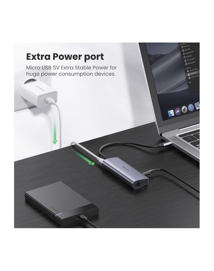 Ugreen Adapter Hub Usb-c - 3x Usb RJ-45 micro Usb (CM252) główny