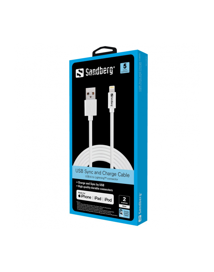 Sandberg USB A/Lightning 2m Biały (440-94) główny