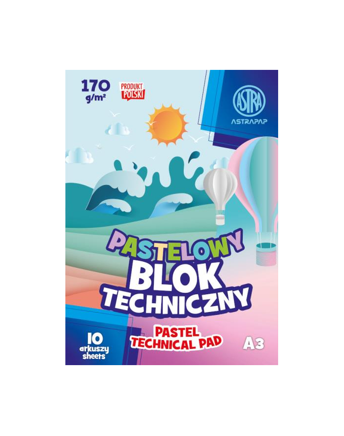 Blok kolorowy barwiony w masie ASTRAPAP PASTEL A3 170g 10 ark  ASTRA główny