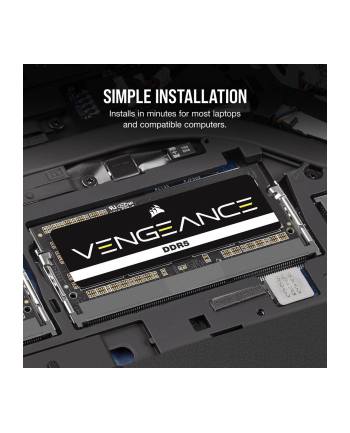 CORSAIR VENGEANCE 16GB 2x8GB DDR5 4800MHz SODIMM Unbuffered 40-40-40-77 Black PCB Std PMIC 1.1V