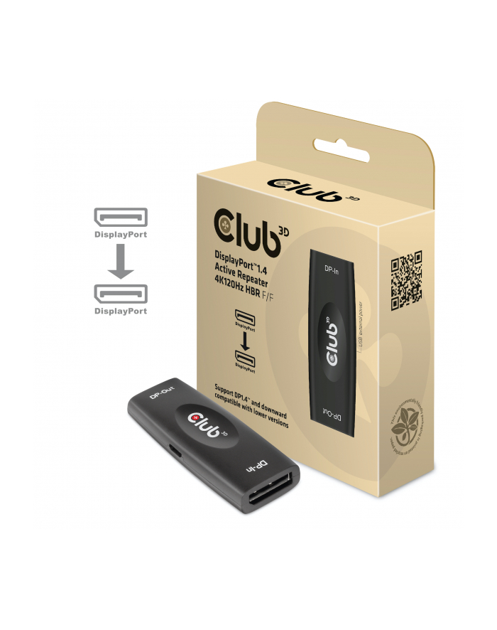 Adapter Club 3D CAC-1007 DisplayPort™ 14 Active Repeater 4K120Hz HBR3 F/F główny