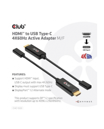 Adapter Club 3D CAC-1333 HDMI to USB-C 4K60Hz Active Adapter M/F nr 2