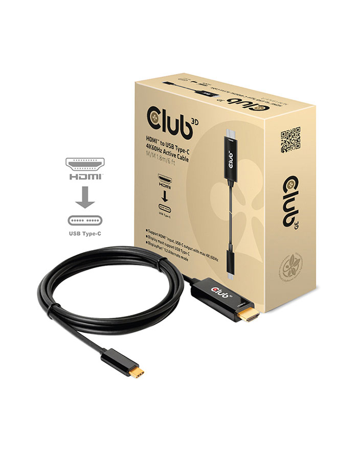 Kabel Club 3D CAC-1334 HDMI to USB-C 4K60Hz Active Cable M/M 18m główny