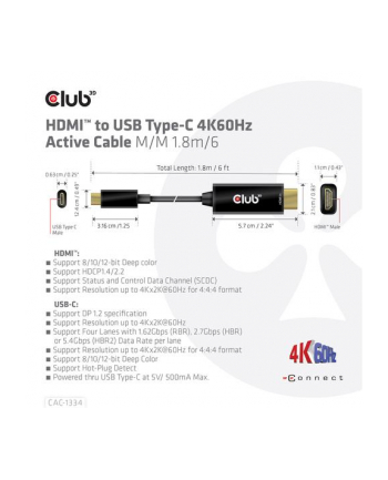 Kabel Club 3D CAC-1334 HDMI to USB-C 4K60Hz Active Cable M/M 18m nr 2