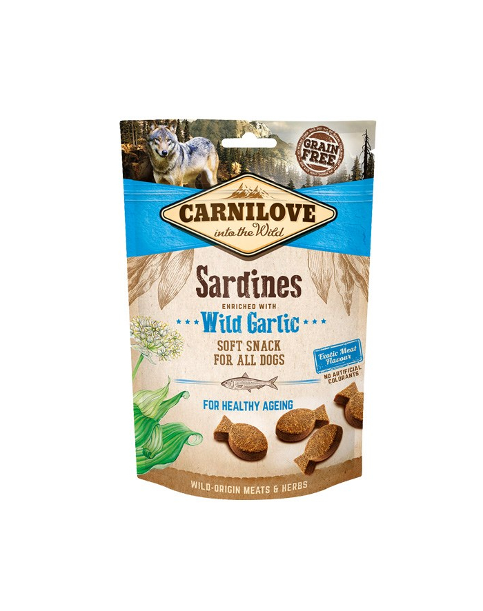 Carnilove Soft MSnack Sardines+WilGarl pies 200g główny