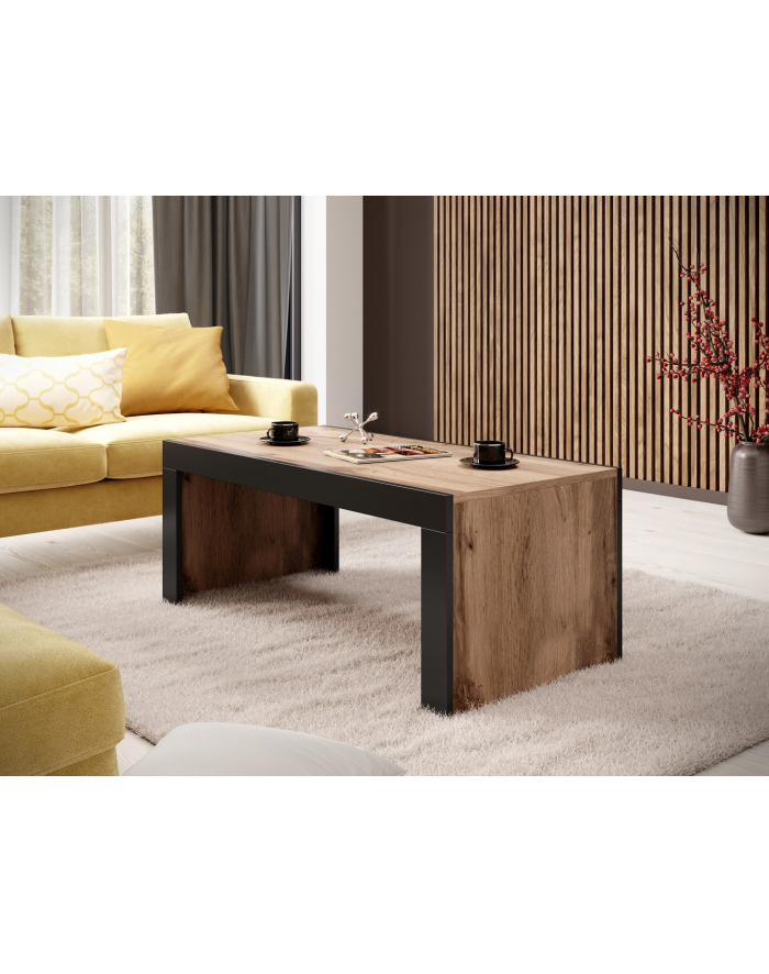 cama meble Ława/Stolik MILA 120x60x50 dąb wotan + czarny główny