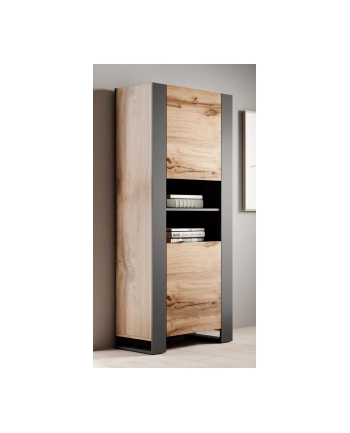 cama meble Regał WOOD 65x40x170 dąb wotan + antracyt