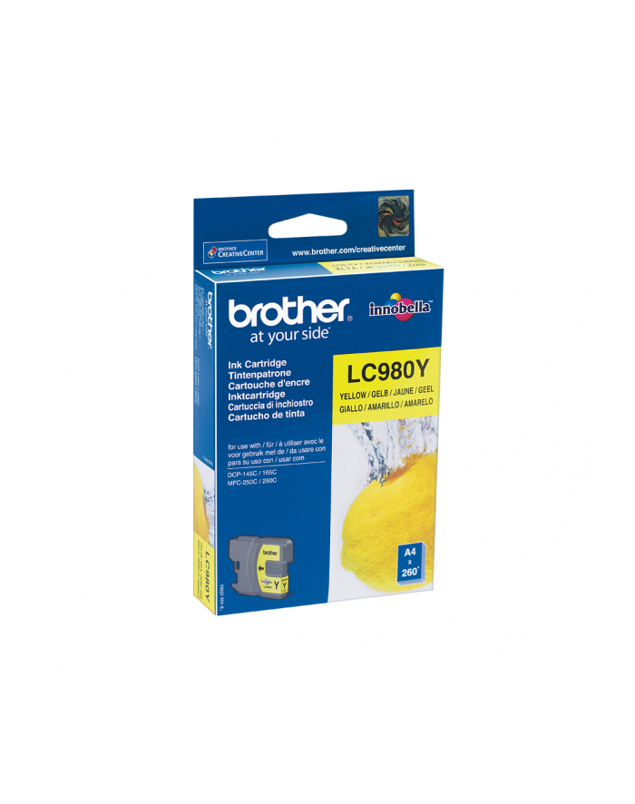 Atrament Brother LC980Y do DCP-145, 165; MFC-250, 290 Yellow 260 str. główny