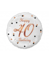 Balon foliowy B'amp;C Happy Birthday 40 biały różowo-złoty nadruk 18'';  Godan - nr 1