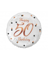 Balon foliowy B'amp;C Happy Birthday 50 biały różowo-złoty nadruk 18'';  Godan - nr 1