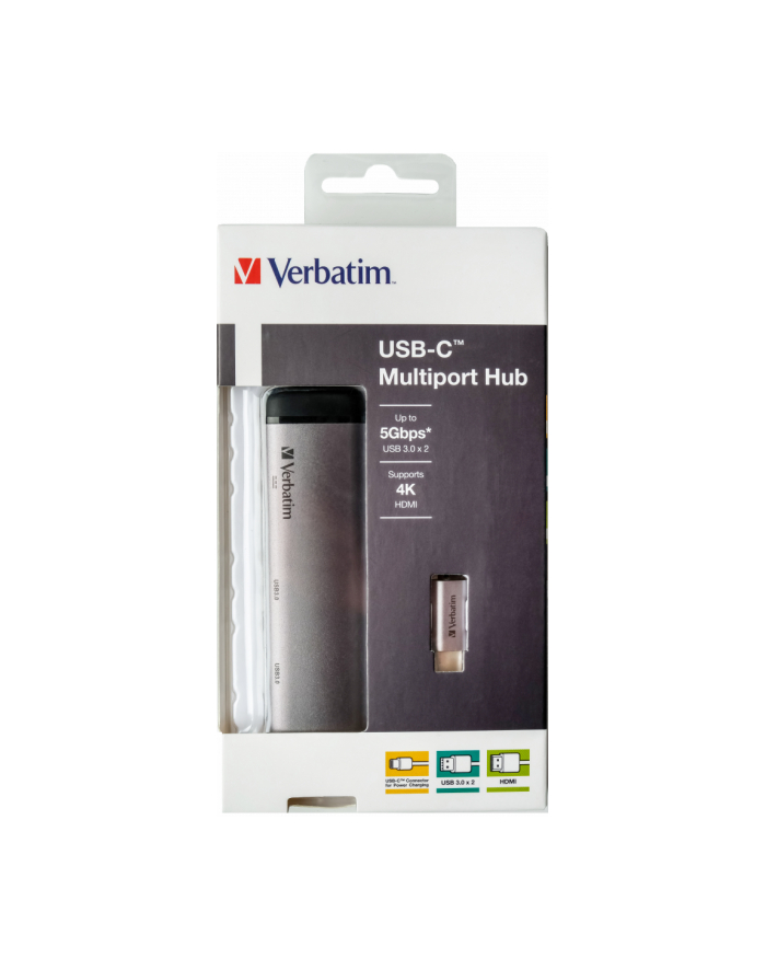 VERBATIM MULTIPORT USB-C 31  2X USB 30  HDMI 4K  USB-C 49140 główny