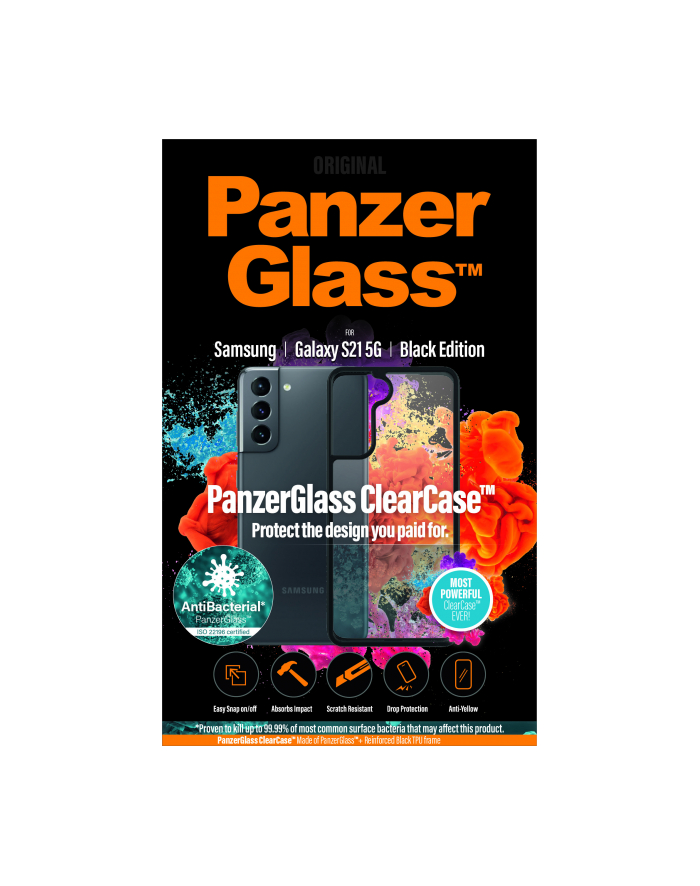 PanzerGlass ClearCase Antibacterial na Samsung Galaxy S21 (0261) Czarny/przezroczysty główny