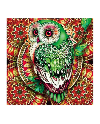 norimpex Mandala 7D Sowa na czrwono żółtej mandali 30x30cm 1006572