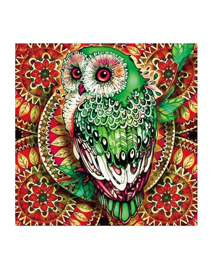 norimpex Mandala 7D Sowa na czrwono żółtej mandali 30x30cm 1006572 główny