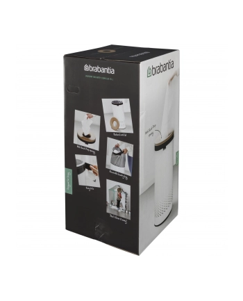 BRABANTIA - KOSZ NA BIELIZNĘ - SZARA POKRYWA Z TWORZYWA - 35L - BIAŁY - BIAŁY