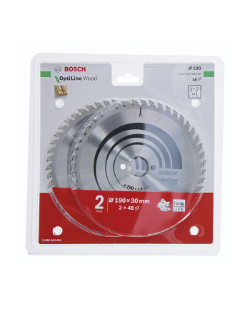 BOSCH PIŁA TARCZOWA DWUPAK OPTILINE WOOD 190x2,6/1,6x30x48z 2608644651