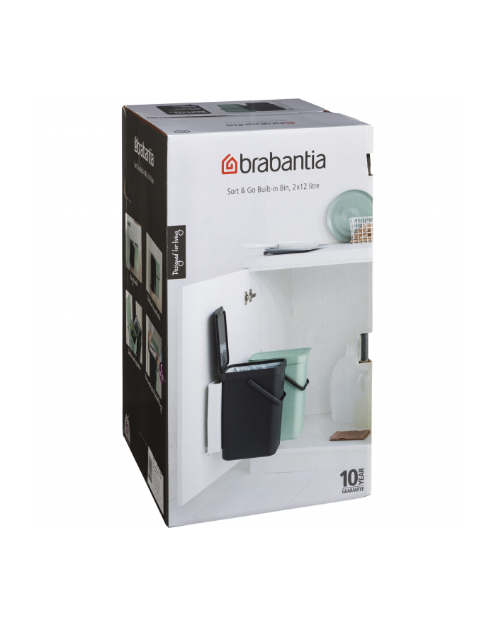 Brabantia Kosz Do Segregacji Odpadów Sort & Go 2X12L Szary I Zieleń Jadeitowa Podwójny Szafkowy (214448) główny