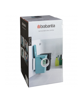 Brabantia Kosz Do Segregacji Odpadów Sort & Go 2X16L Szary I Zieleń Jadeitowa Podwójny Szafkowy (214462)
