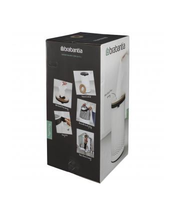 BRABANTIA - KOSZ NA BIELIZNĘ - SZARA POKRYWA Z TWORZYWA - 35L - BIAŁY - BIAŁY