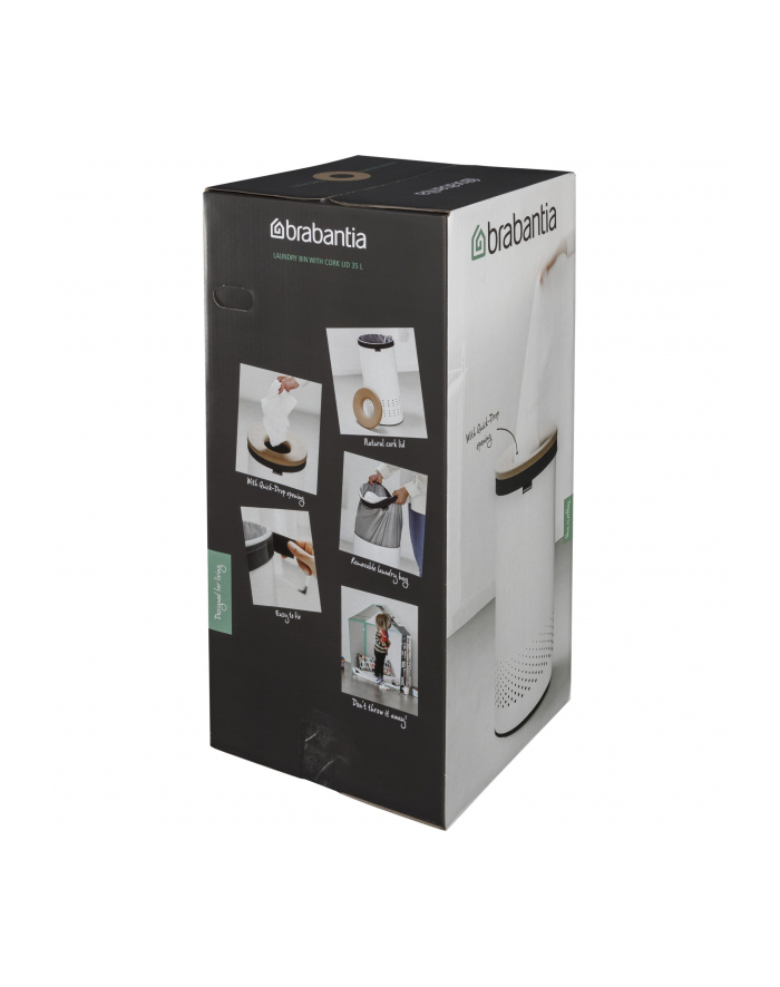 BRABANTIA - KOSZ NA BIELIZNĘ - SZARA POKRYWA Z TWORZYWA - 35L - BIAŁY - BIAŁY główny