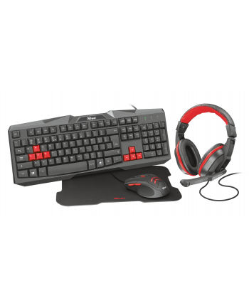 TRUST ZIVA 4-IN-1 GAMING BUNDLE - KLAWIATURA, MYSZ, ZESTAW SLUCHAWKOWY I PODKLADKA POD MYSZ - ZESTAW - NORDYCKI - CZARNY nr 1