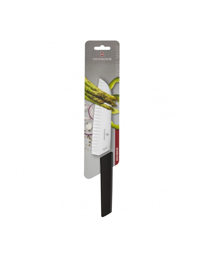 Nóż Santoku, ostrze ryflowane, 17 cm, czarny VICTORINOX 6.9053.17KB główny