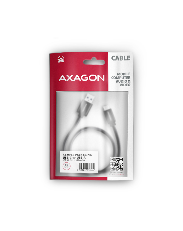 Axagon BUCM3-AM20AB, SPEED kabel USB-C <-> USB-A, 2m, USB 3.2 Gen 1, 3A, ALU, oplet, czarny  (AXN) główny
