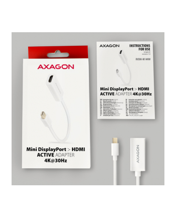 Axagon RVDM-HI14NW, Mini DisplayPort -> HDMI 1.4 redukce / adapter , 4K/30Hz, bílý (AXN)