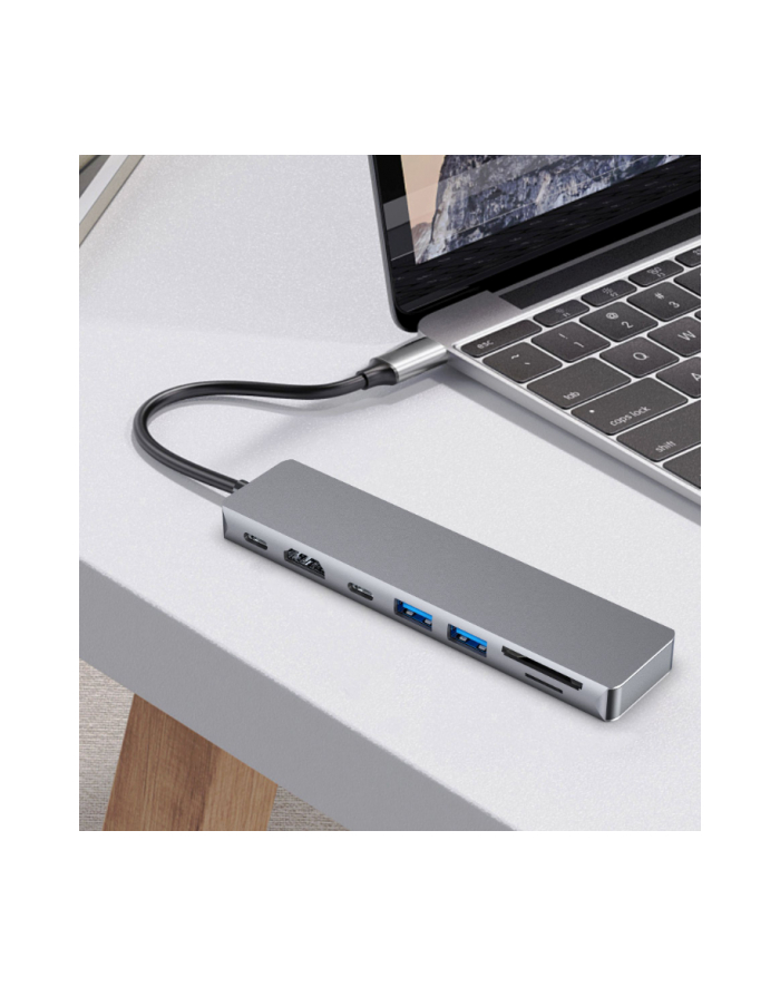 FIXED USB-C/2x USB 3.2, HDMI, USB-C, USB-C PD 87W, SD, Micro SD (FIXHU-CAD-GR) główny