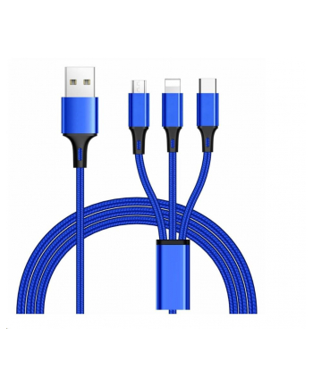 Premiumcord Kabel 3 in 1 USB, 3 konektory USB Type-C + micro USB + Lightning pro Apple, 1.2m (PRC)