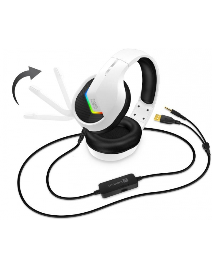 Connect It NEO herní sluchátka s mikrofonem, 1xJack+USB, bílá (COI) główny