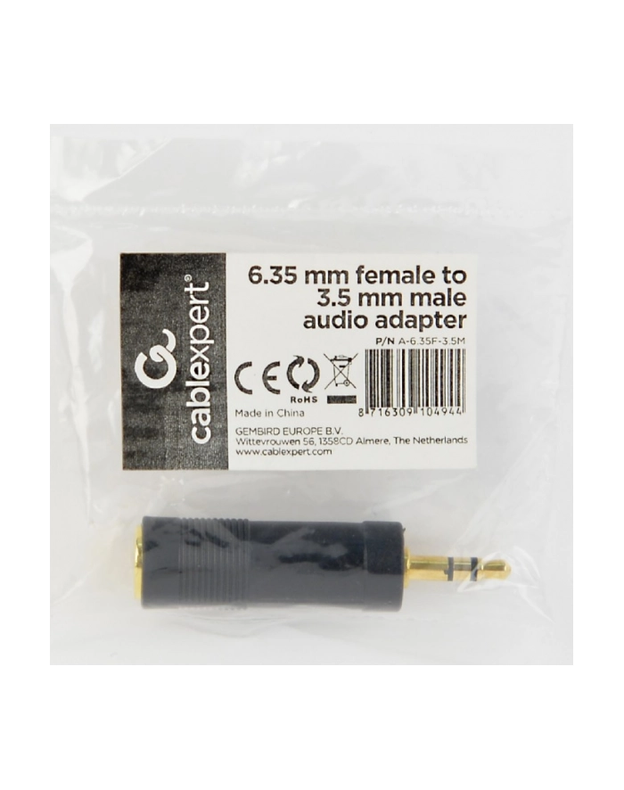 Adapter stereo Jack męski 3.5mm do Jack żeński 6.35mm Gembird główny