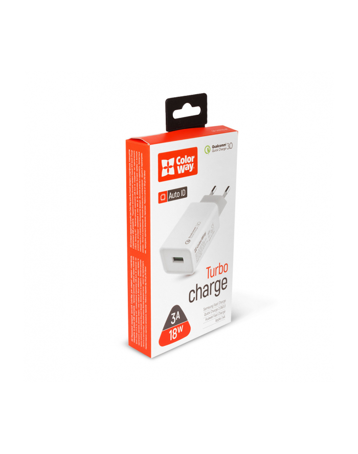 COLORWAY AC CHARGER 1XUSB QUICK CHARGE WHITE, 1 M, 100-240 V, 18 W główny