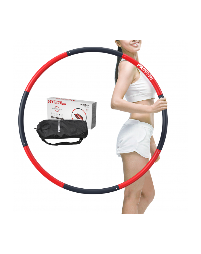 Proiron Fitness Hula Hoop 1.8Kg Black Red 73 98Cm Wide 8 Sections główny
